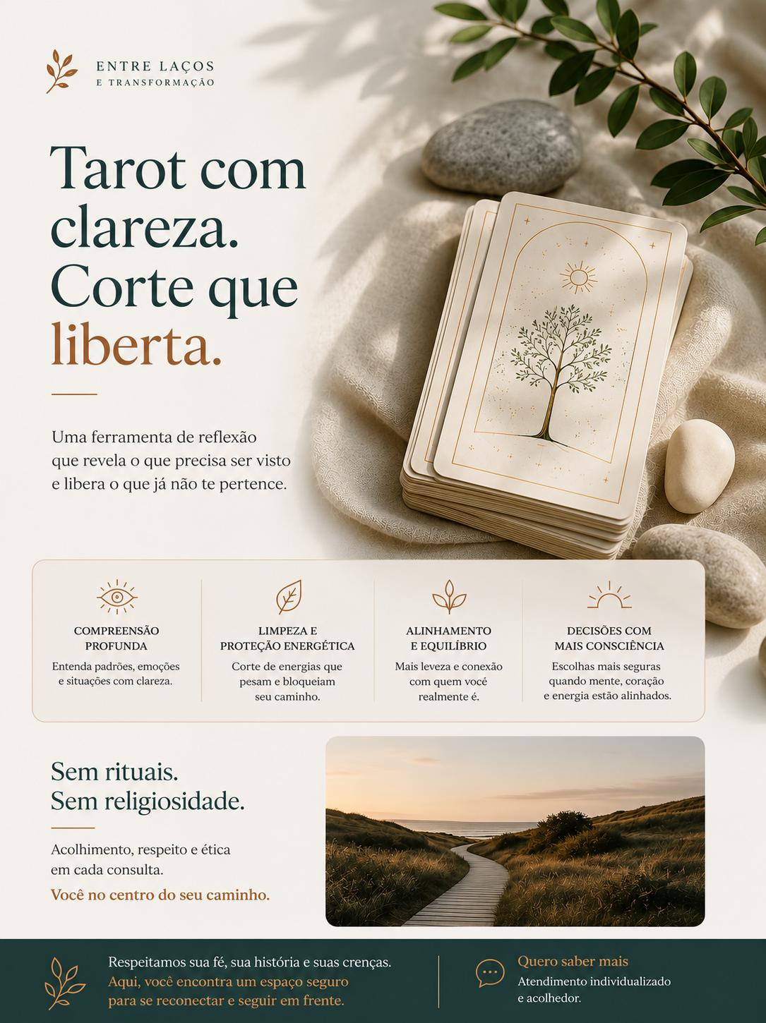 Caminho de pedra entre árvores, metáfora de reflexão e autoconhecimento